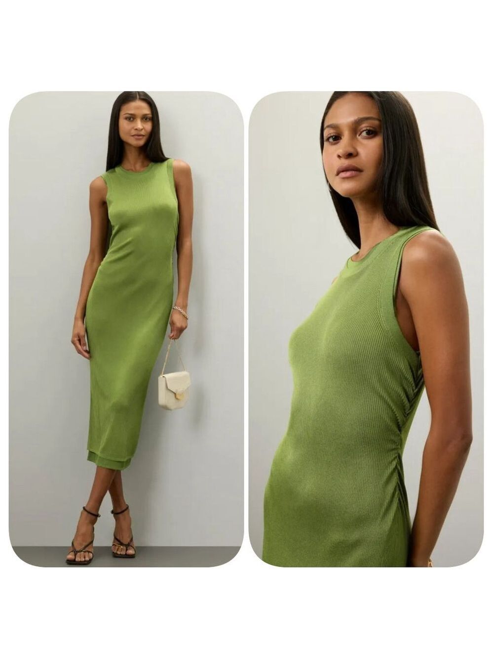 Atlein Collective Knit Midi Dress Size L Green